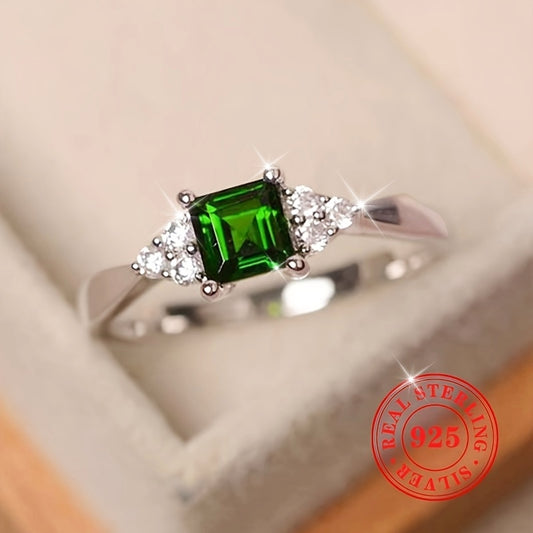 Synthetic Emerald Diamond With 4-Prong Setting