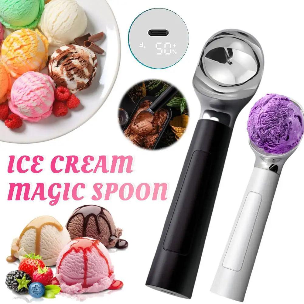 Rechargeable Electric Heated Ice Cream Scoop with LED Display – Effortless Serving Made Simple