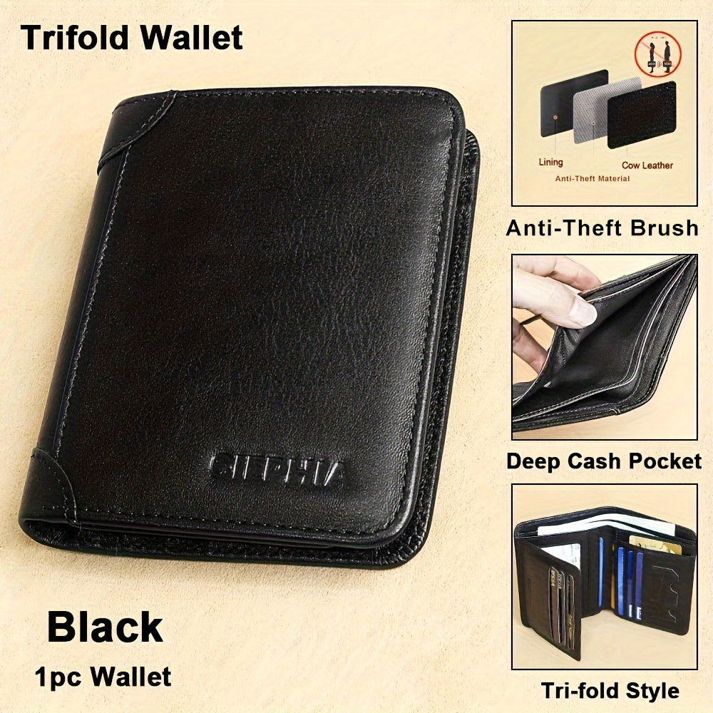 CIEPHIA Vintage Genuine Leather RFID Blocking Wallet for Men