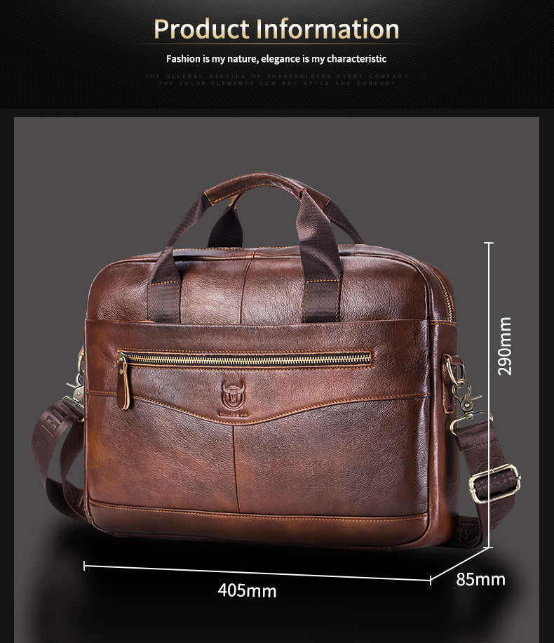 Capt. Niu leather one-shoulder messenger large-capacity fashionable male bag niu leather multi-functional hand-held business computer briefcase