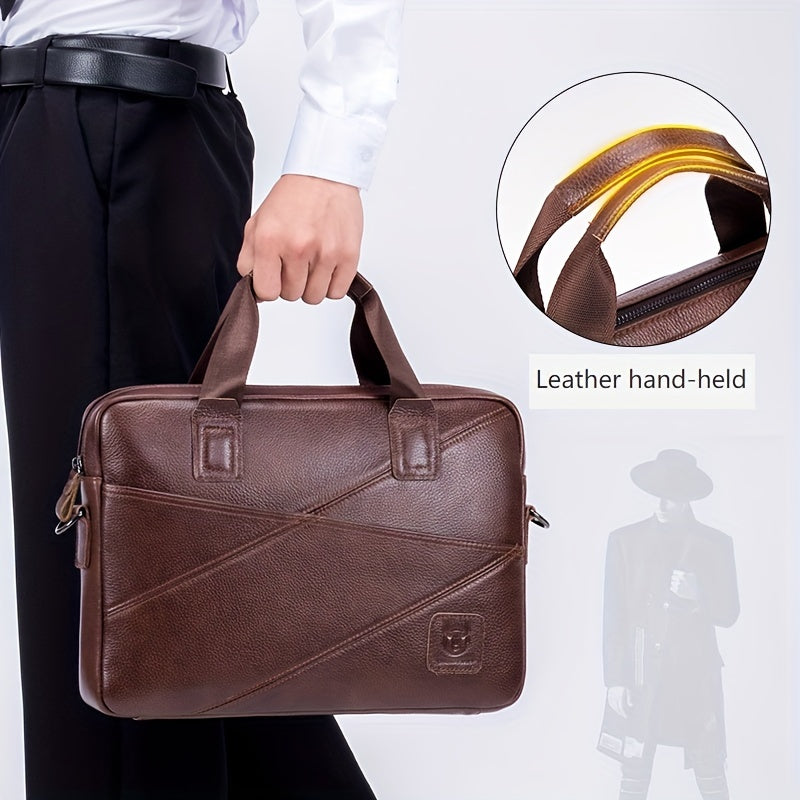 BULLCAPTAIN Men's Leather Briefcase Multifunctional Handbag