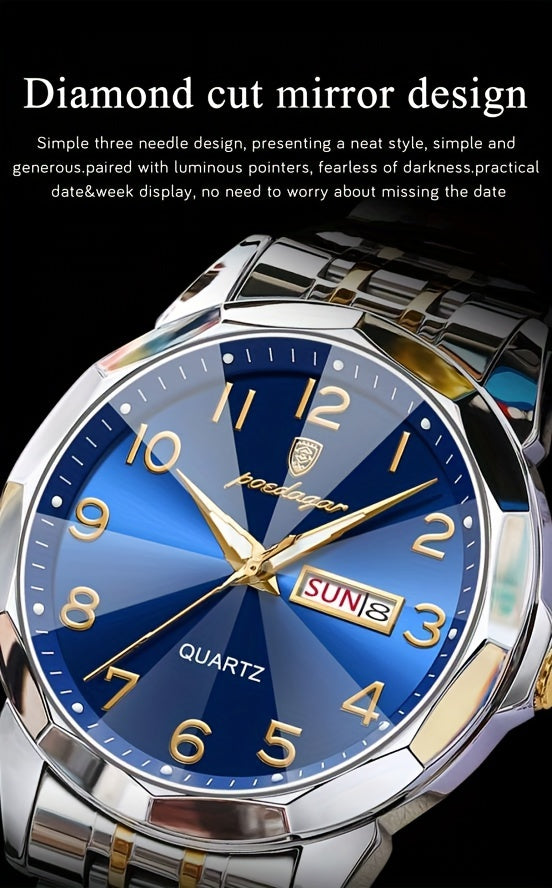 Luxury Dual Calendar Quartz Men's Fashion Watch