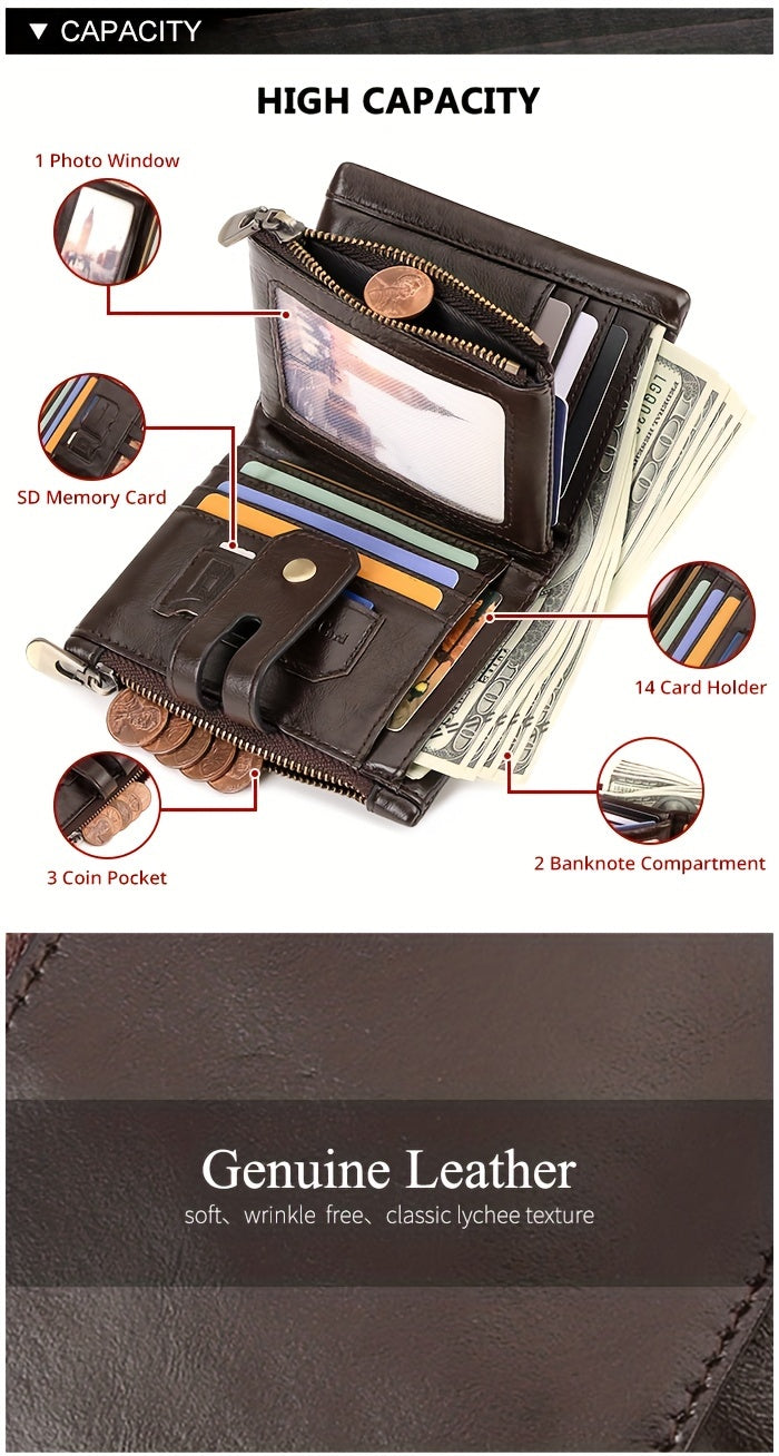 Men's RFID Blocking Genuine Leather Wallet