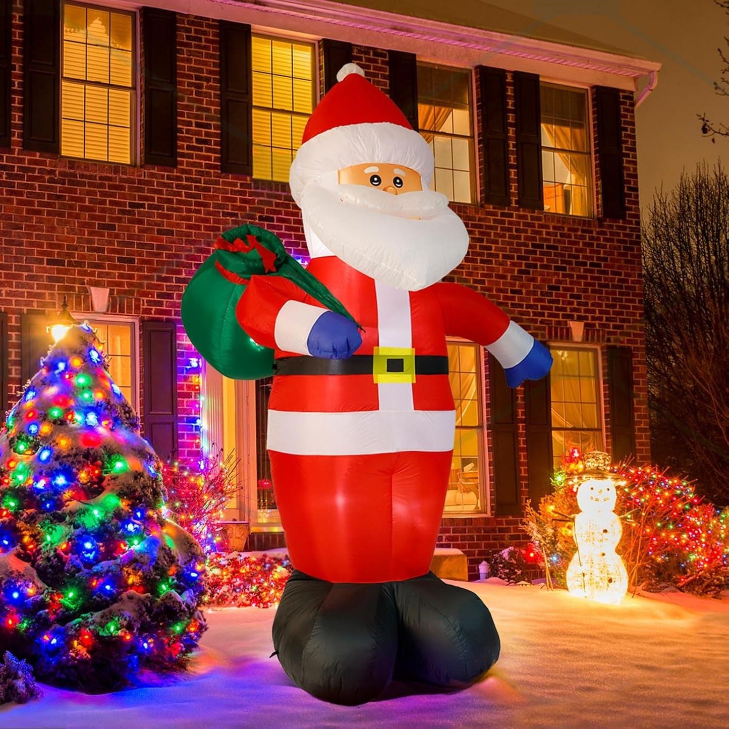 8FT Giant Santa Christmas Inflatable – Outdoor Decoration with LED Lights & Gift Bag | Yard, Retail & Event Display