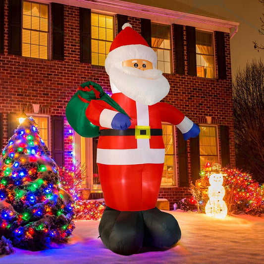 8FT Giant Santa Christmas Inflatable – Outdoor Decoration with LED Lights & Gift Bag | Yard, Retail & Event Display