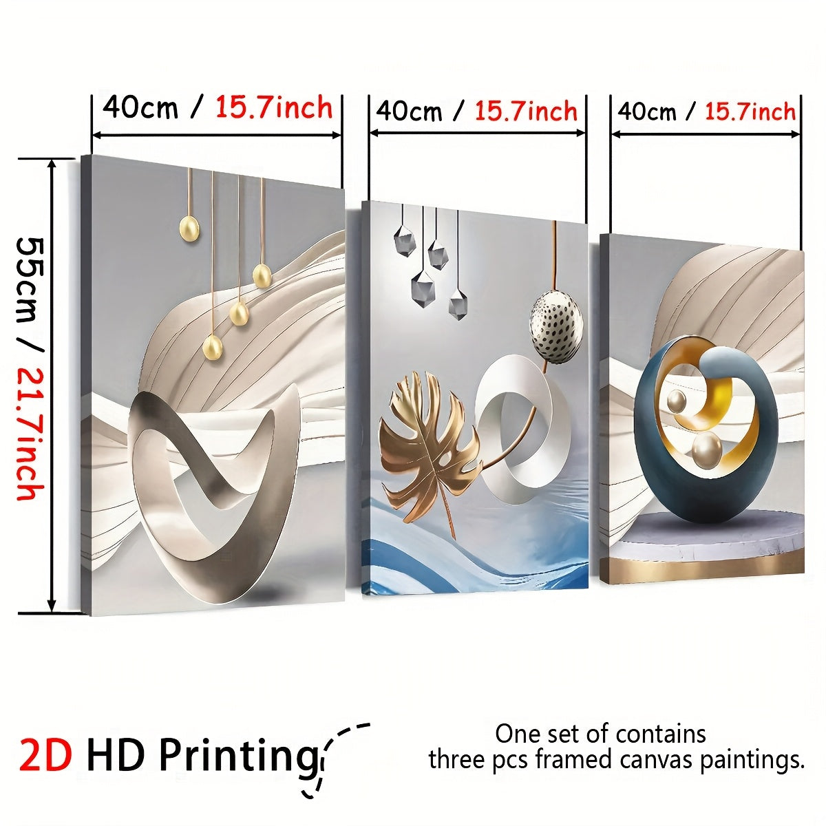2D Flat, 3pcs Set of 2D Flat Prints, Modern Minimalist Abstract Graphic Art with Framed Canvas and Posters for Direct Hanging, Home Decor Wall Art, Room Decoration, High-Definition Printing, Holiday Gift, Living Room, Bedroom
