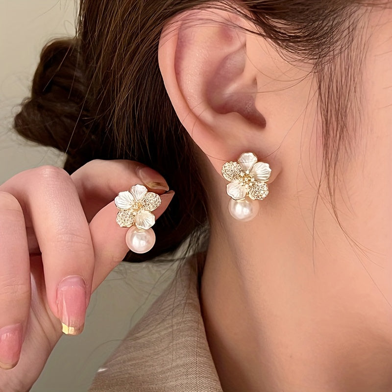 Japanese and Korean Style Flower Pendant Drip Oil Earrings