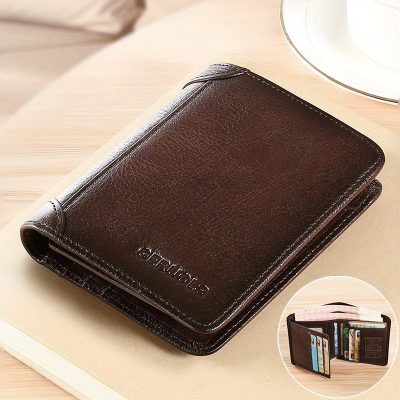 Men's Trendy Tri-Fold Genuine Leather Thin Card Holder