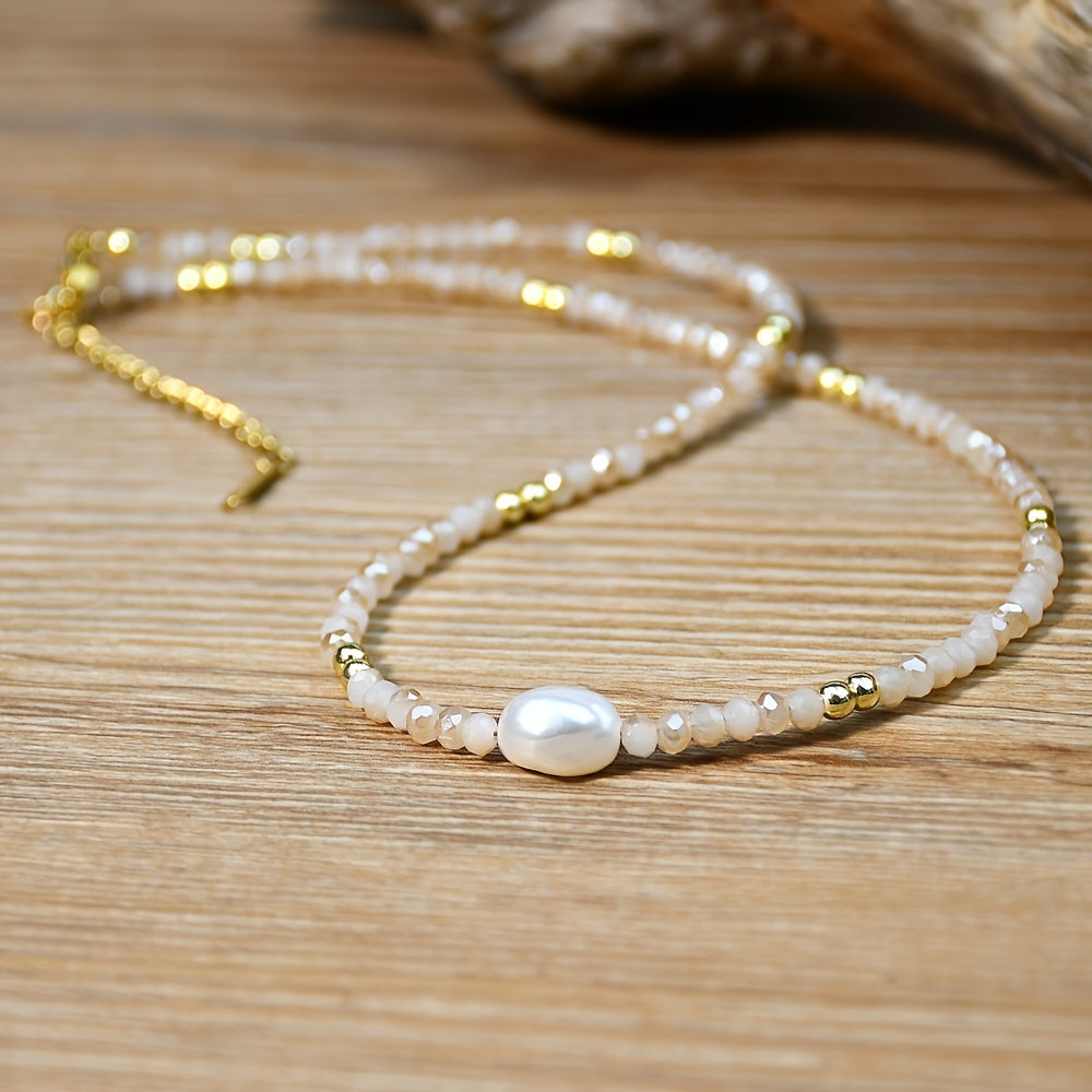 Natural Freshwater Pearl Beaded Necklace