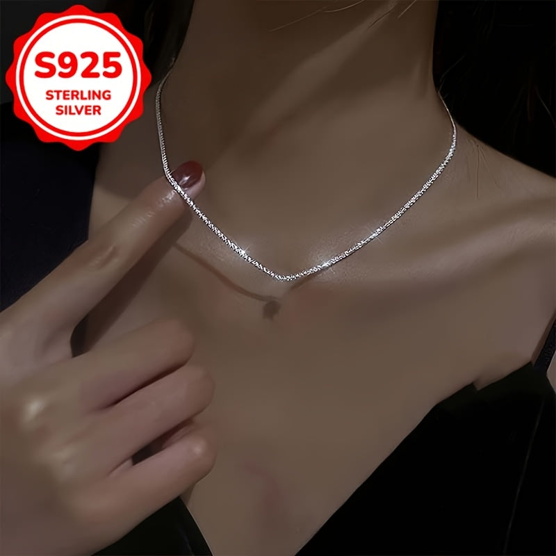 Sterling Silvery Glitter Necklace Clavicle Chain