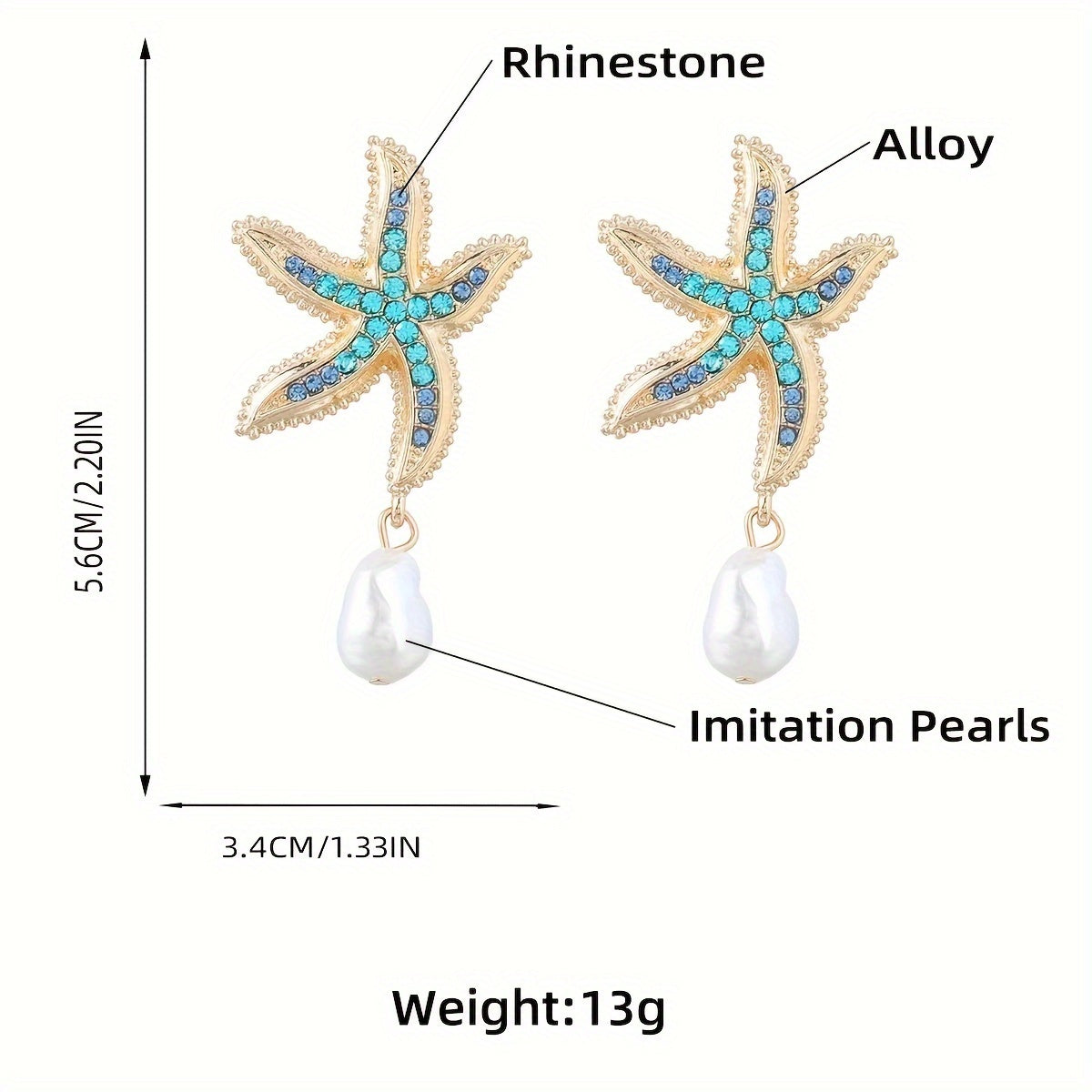 Trendy Summer Cool Ocean-Themed Starfish Earrings