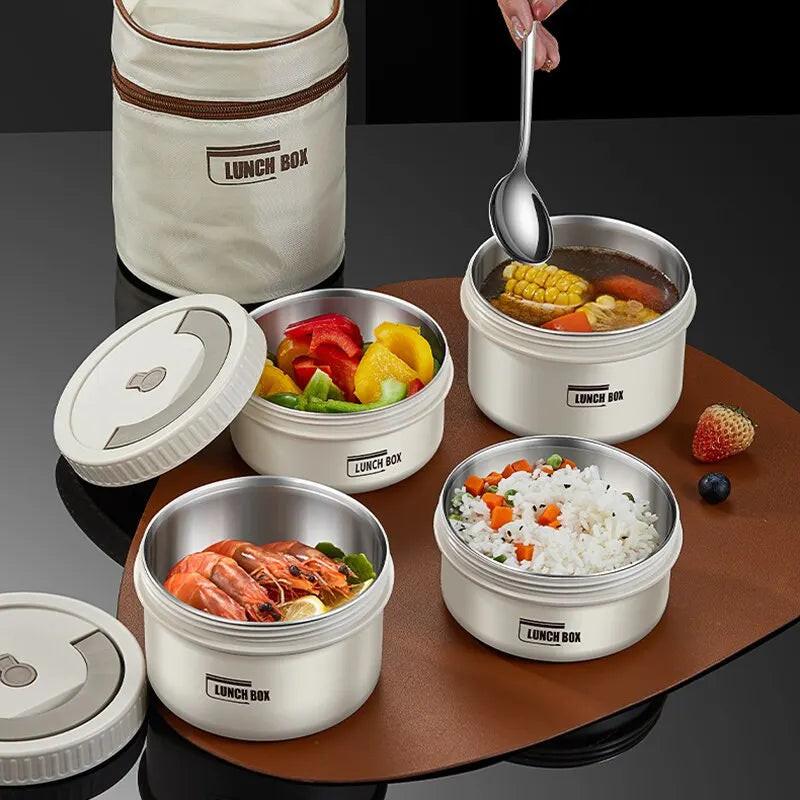 Stackable Stainless Steel Bento Lunch Box – Insulated, Portable & Compartmentalized Meal Storage