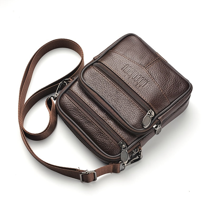 DEABOLAR Men's Retro Genuine Leather Crossbody Bag