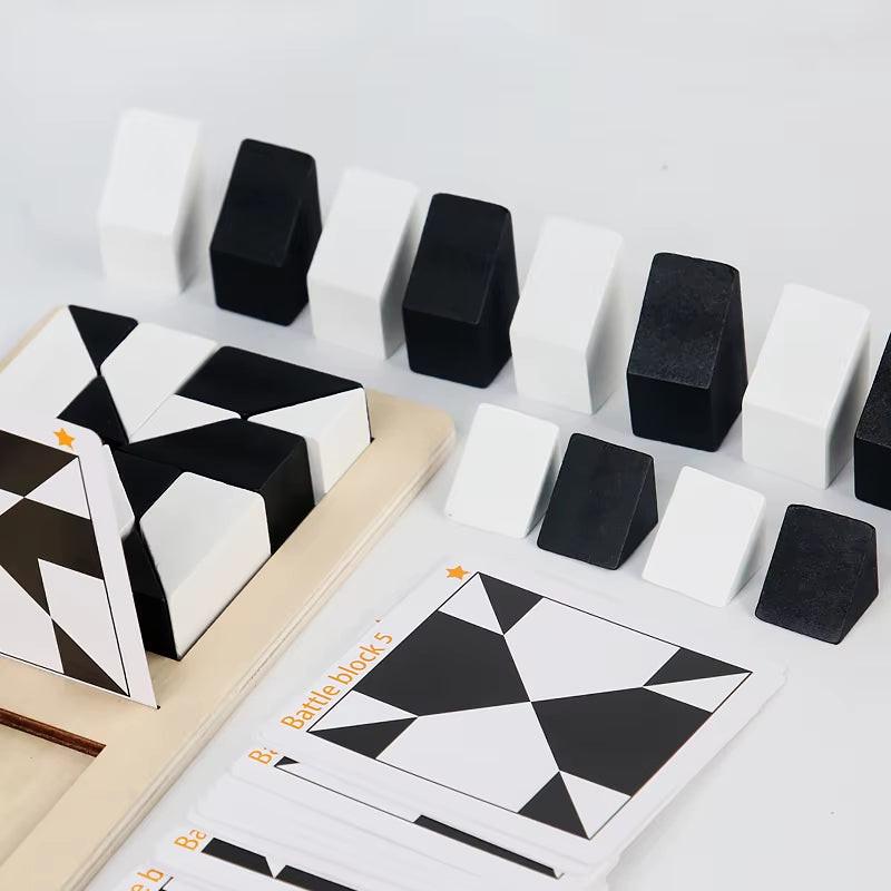 Race to Solve – 2‑Player Wooden Tangram Puzzle Game with 40 Challenge Cards