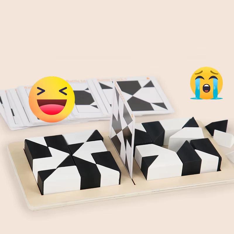 Race to Solve – 2‑Player Wooden Tangram Puzzle Game with 40 Challenge Cards