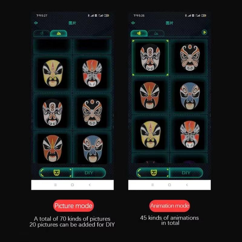 Bluetooth LED Face Mask – Programmable Light‑Up Carnival Mask with App & Gesture Control
