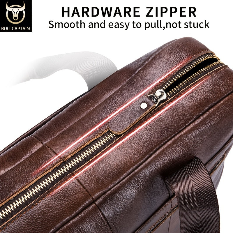 Capt. Niu leather one-shoulder messenger large-capacity fashionable male bag niu leather multi-functional hand-held business computer briefcase