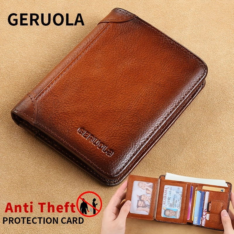 Men's Trendy Tri-Fold Genuine Leather Thin Card Holder