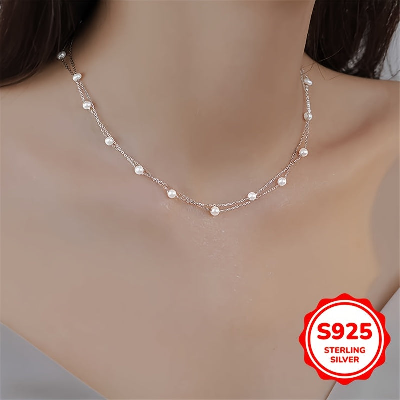 Elegant double-layer shell pearl necklace