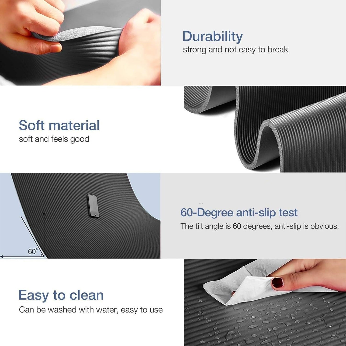 Extra Thick Yoga Mat – Non-Slip Exercise Mat with Strap & Bag