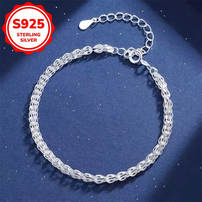 925 Sterling Silver Phoenix Tail Bracelet Female Simple Minimalist Bracelet Jewelry Silvery Color Approx. 3g per piece