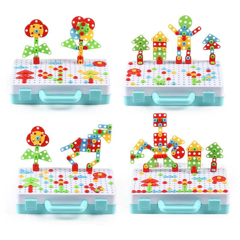 Build, Screw & Create – Kids Electric Drill Toy Set with Puzzle Blocks for STEM Learning (Ages 3–6)