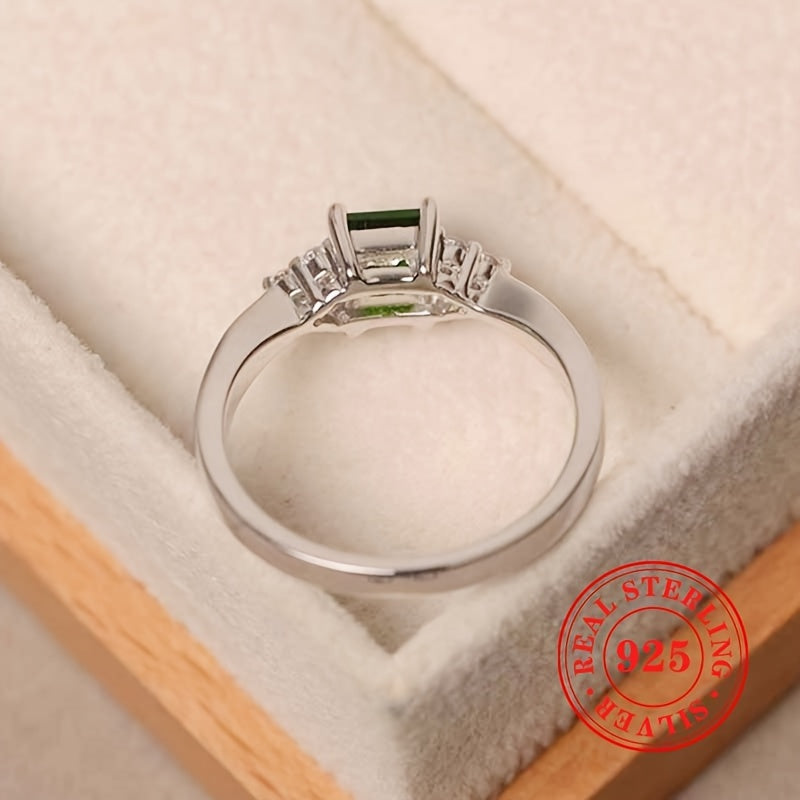 Synthetic Emerald Diamond With 4-Prong Setting