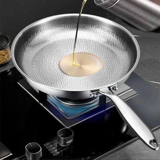 Pure Titanium Frying Pan – Hammer‑Pattern Non‑Coated Cookware (26/28/30 cm)