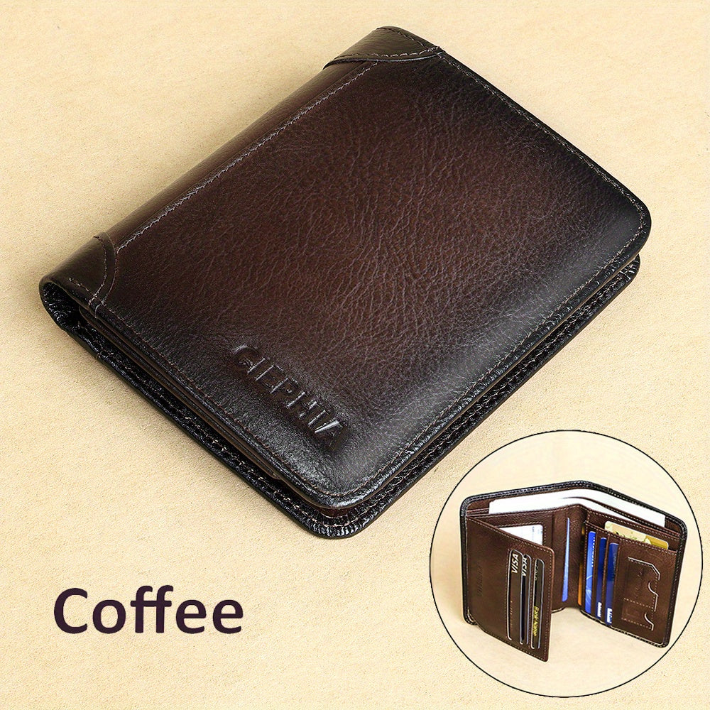 CIEPHIA Vintage Genuine Leather RFID Blocking Wallet for Men