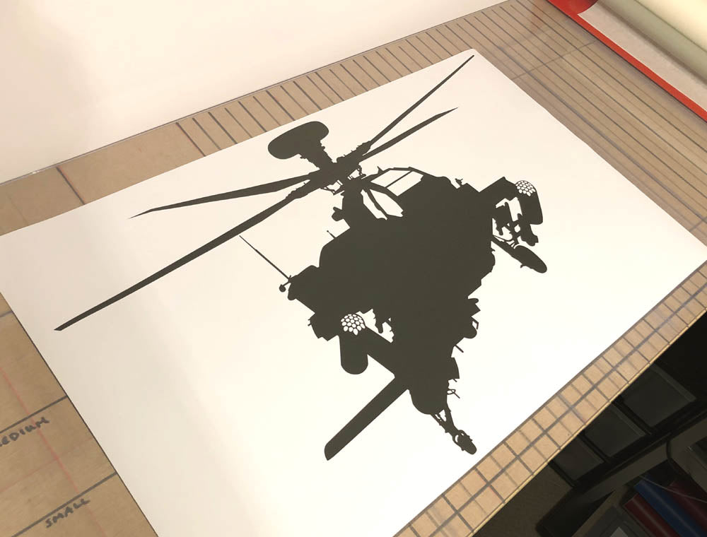 Apache Helicopter Wall Sticker – Military Aircraft Wall Art for Boys Bedroom