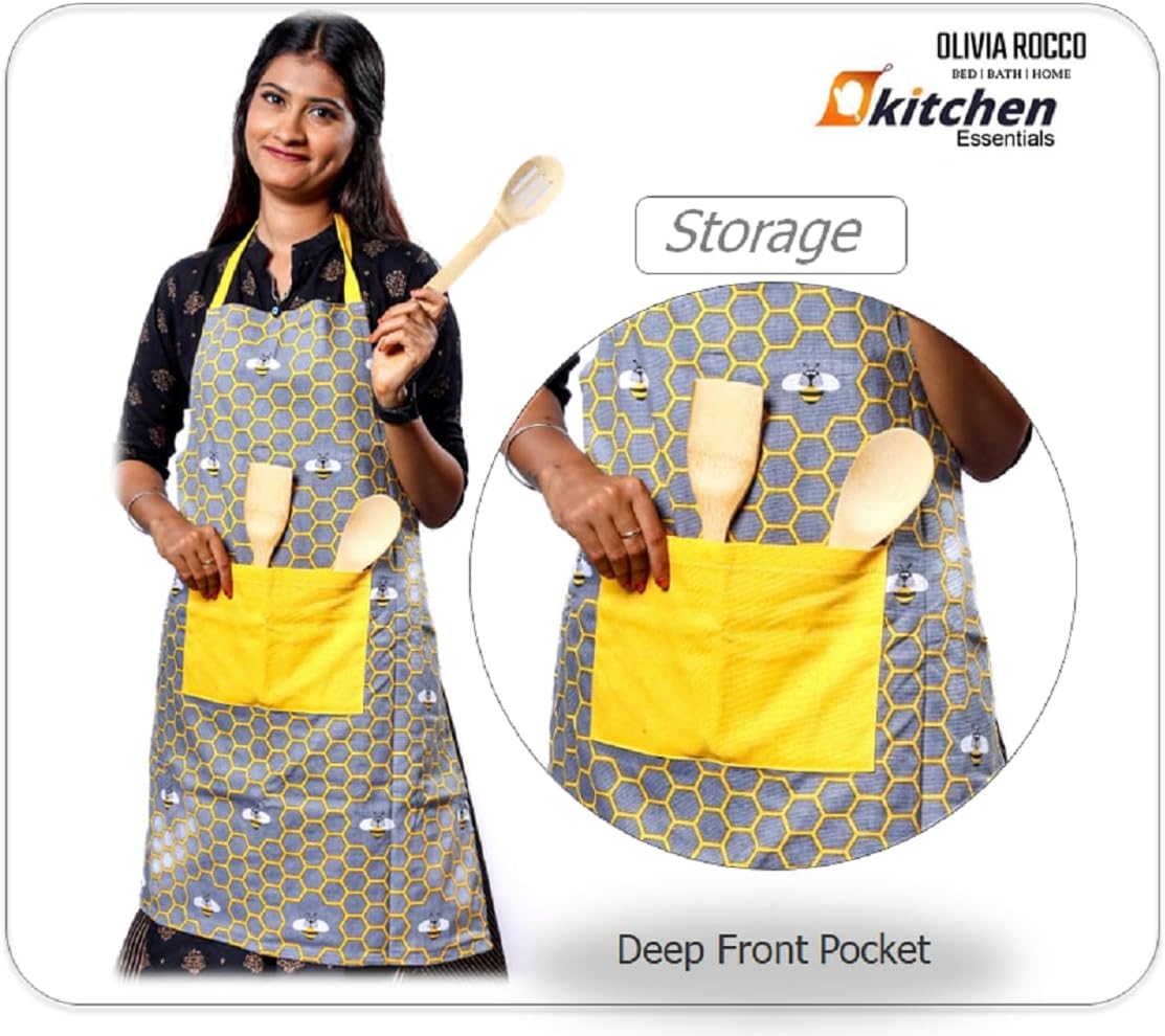 Kitchen Sets Apron Double Oven Gloves Towel Set Heat Resistant Oven Mitts Pot Holder for Home Kitchen Baking and Cooking Pack of 5 by OLIVIA ROCCO