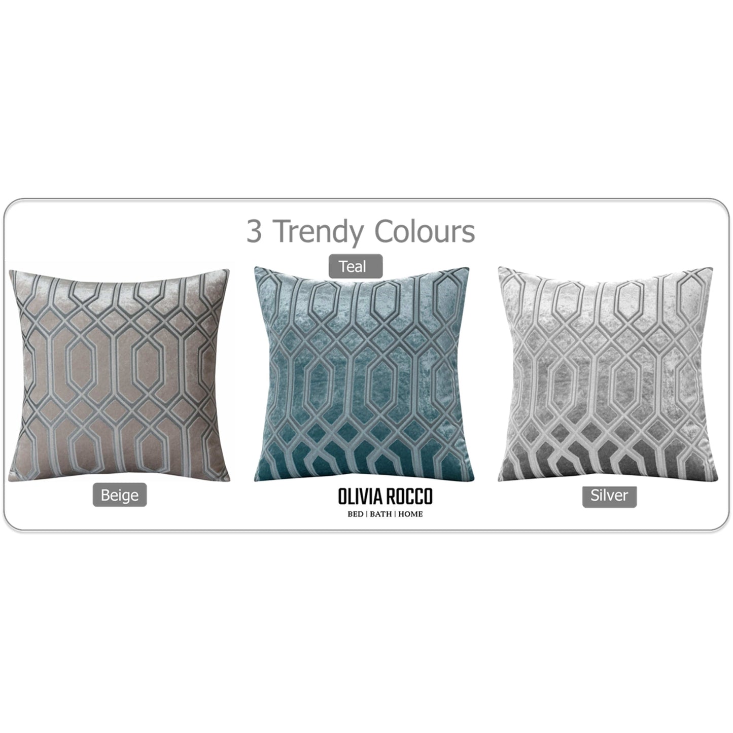 Luxe Geo Velvet Cushion Covers 2 Pack Champagne Geometric Decorative Cushions for Sofa Bed & Living Room by OLIVIA ROCCO