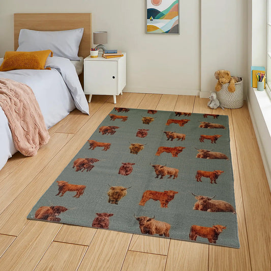 OLIVIA ROCCO Highland Cow Animal Print Non Slip Soft Durable Rug For Living Room Bedroom