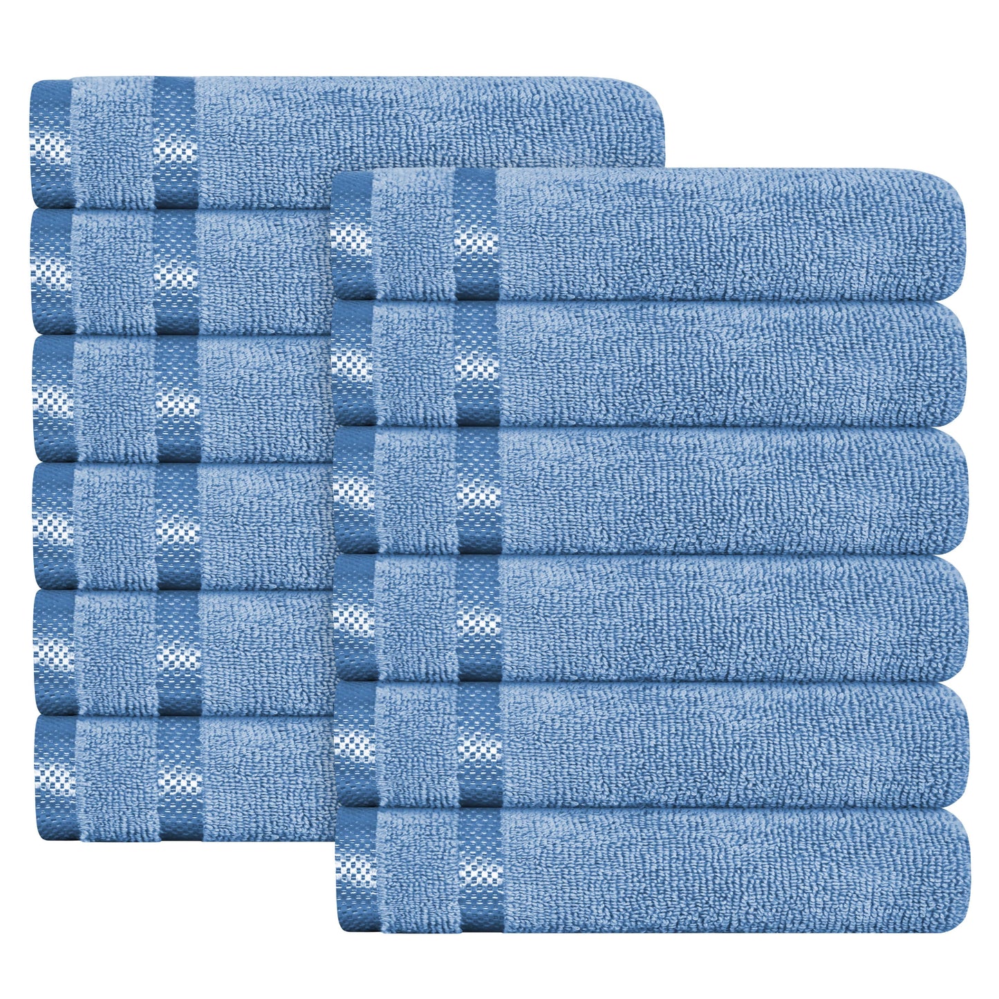 OLIVIA ROCCO Belmont Viscose Stripe Blue Towels 100% Cotton Hotel Quality Super Absorbent