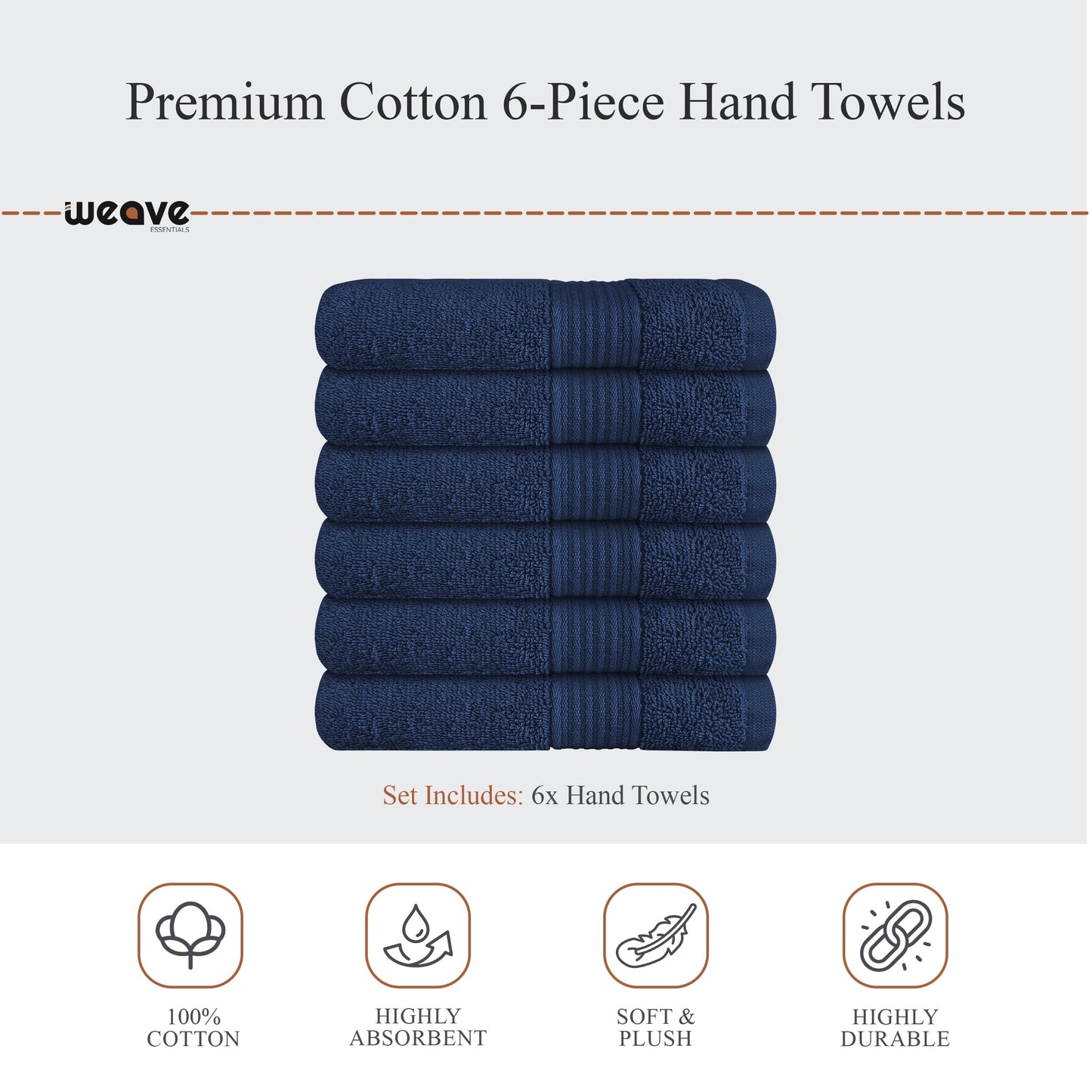 OLIVIA ROCCO Rhodes Towel Royal Blue 100% Cotton Hotel Quality Soft Super Absorbent Hand