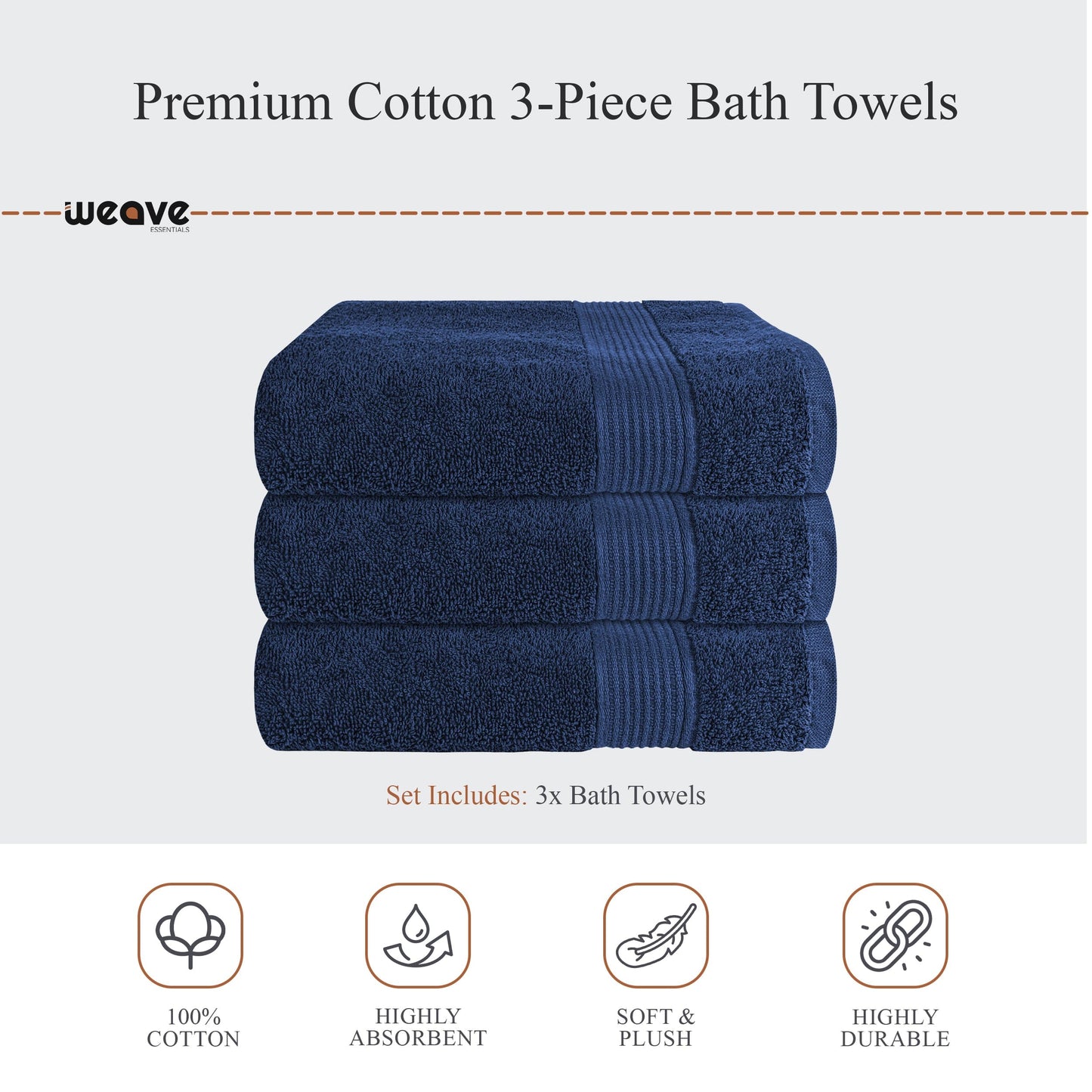 OLIVIA ROCCO Rhodes Towel Royal Blue 100% Cotton Hotel Quality Soft Super Absorbent Hand