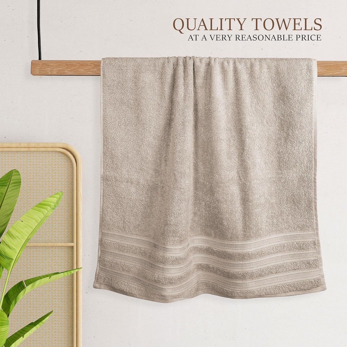 OLIVIA ROCCO Ritz Viscose Stripe Towels Super Soft Cotton Highly Absorbent Jumbo Bath
