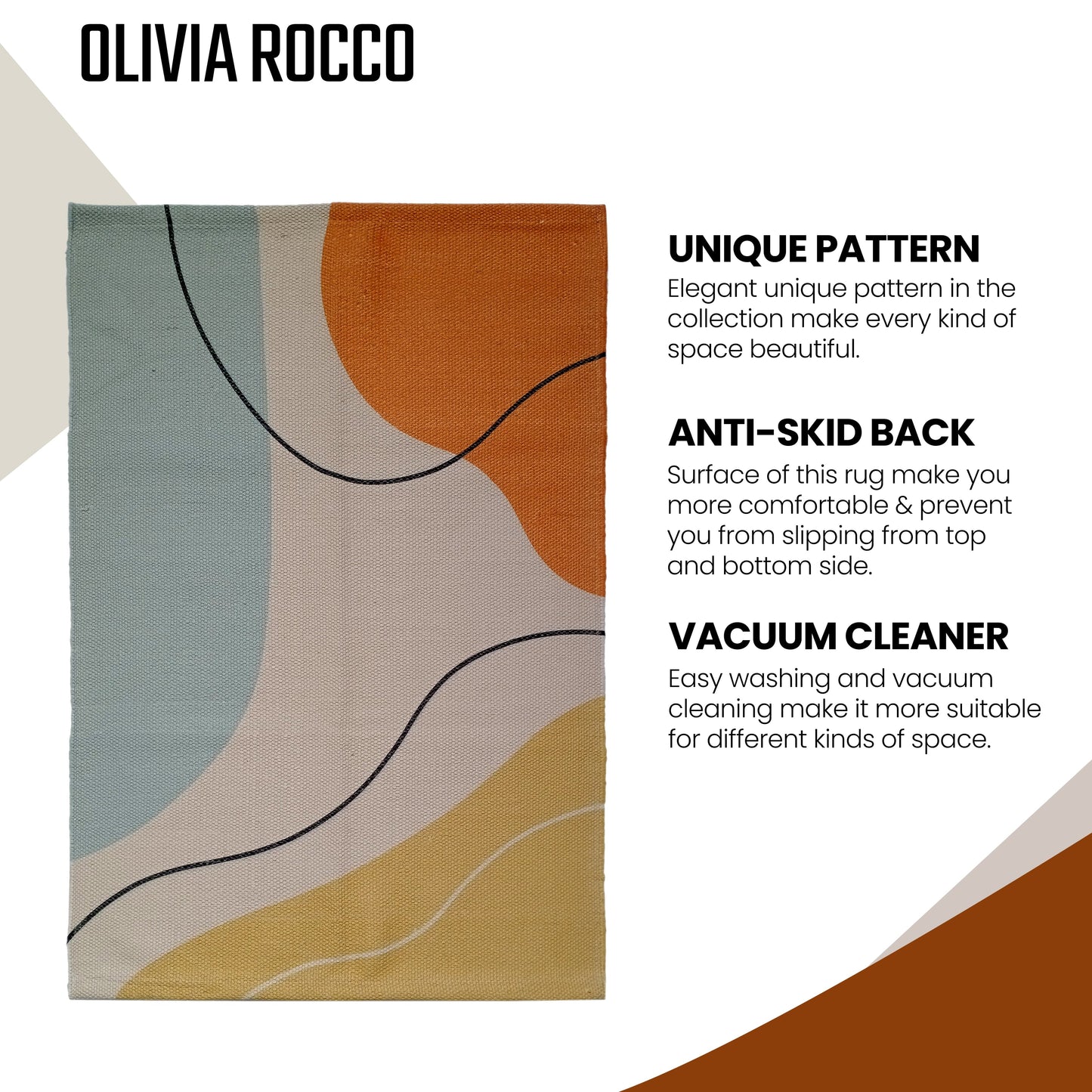 Printed Rug Venus Design Modern Non-Slip Soft Durable Floor Rug for Living Room Bedroom Office by OLIVIA ROCCO
