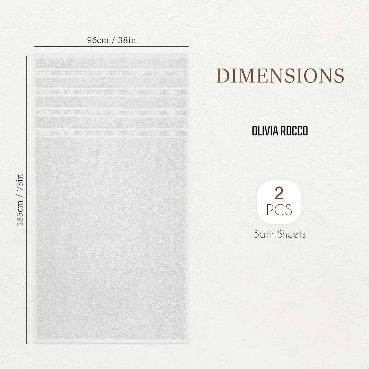 OLIVIA ROCCO Ritz Viscose Stripe Towels Super Soft Cotton Highly Absorbent Jumbo Bath Sheet Pack And Towel Bale Sets Available