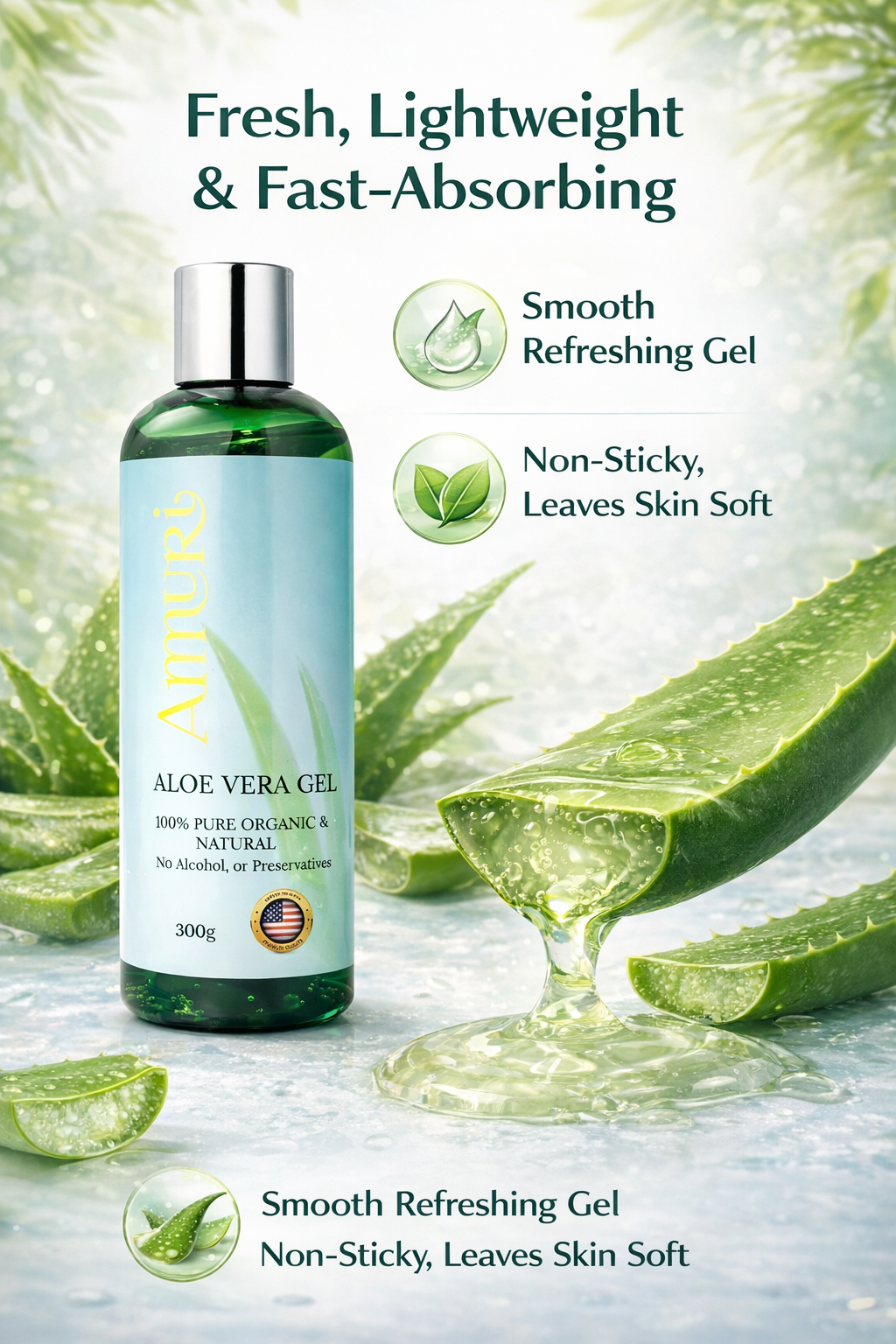 Organic Aloe Vera Gel for Natural Skin Relief & Hydration | Ammuri