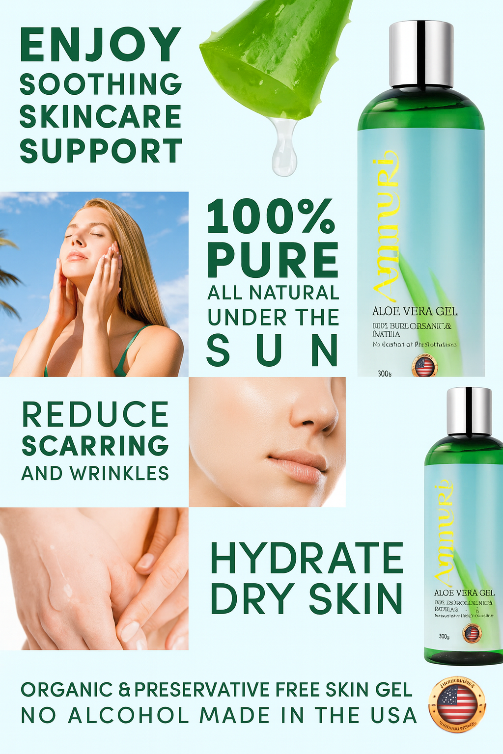 Organic Aloe Vera Gel for Natural Skin Relief & Hydration | Ammuri