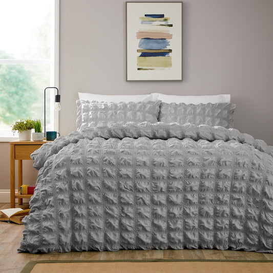 Soho Grey Microfibre Duvet Cover Set with Pillowcases Quilted Super Soft Easy Care Bedding Bed Linen Set by OLIVIA ROCCO
