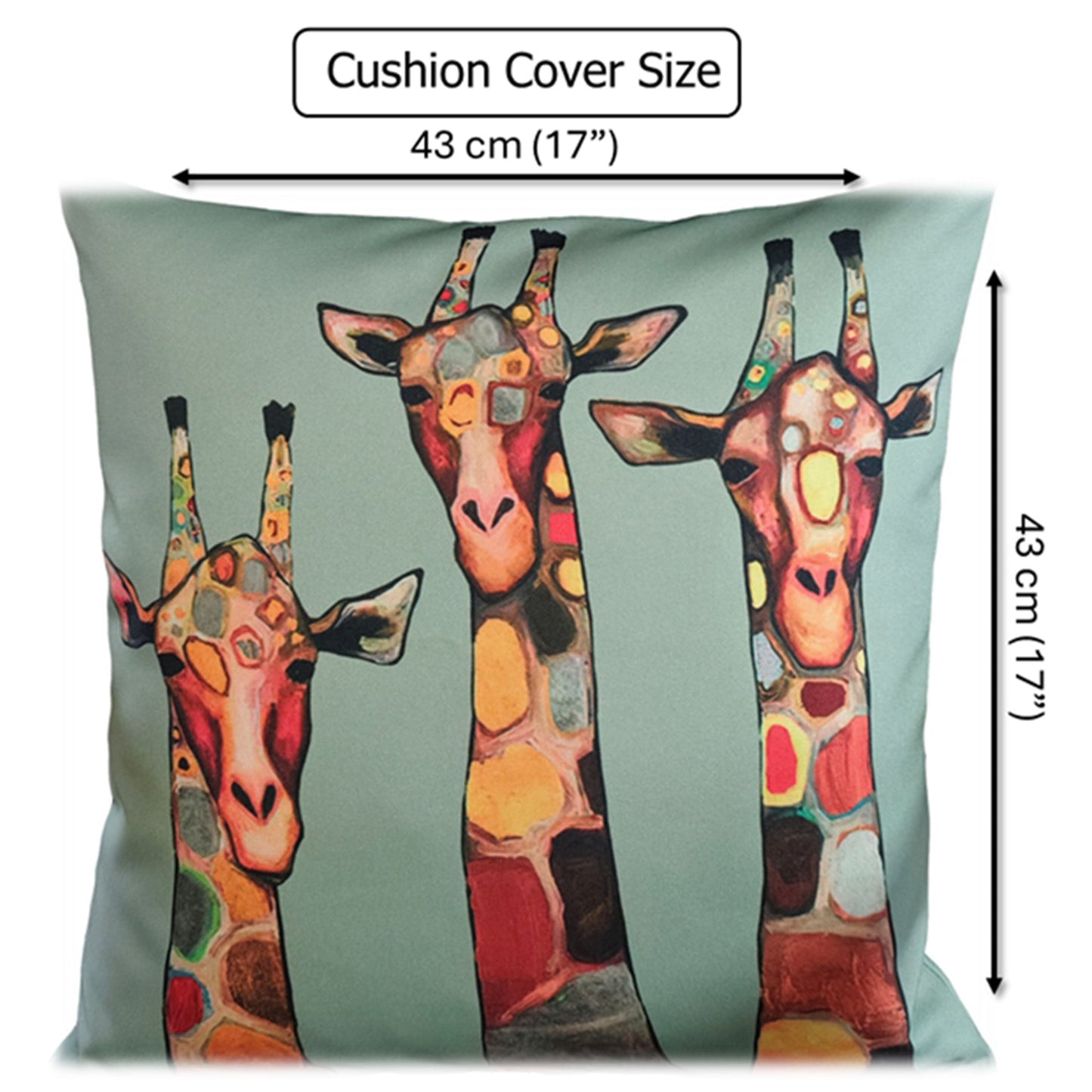 Waterproof Breathable Giraffe Hollowfibre Filled Cushions 43x43cm for Outdoor Garden Bench Sofa or Indoor Use by OLIVIA ROCCO