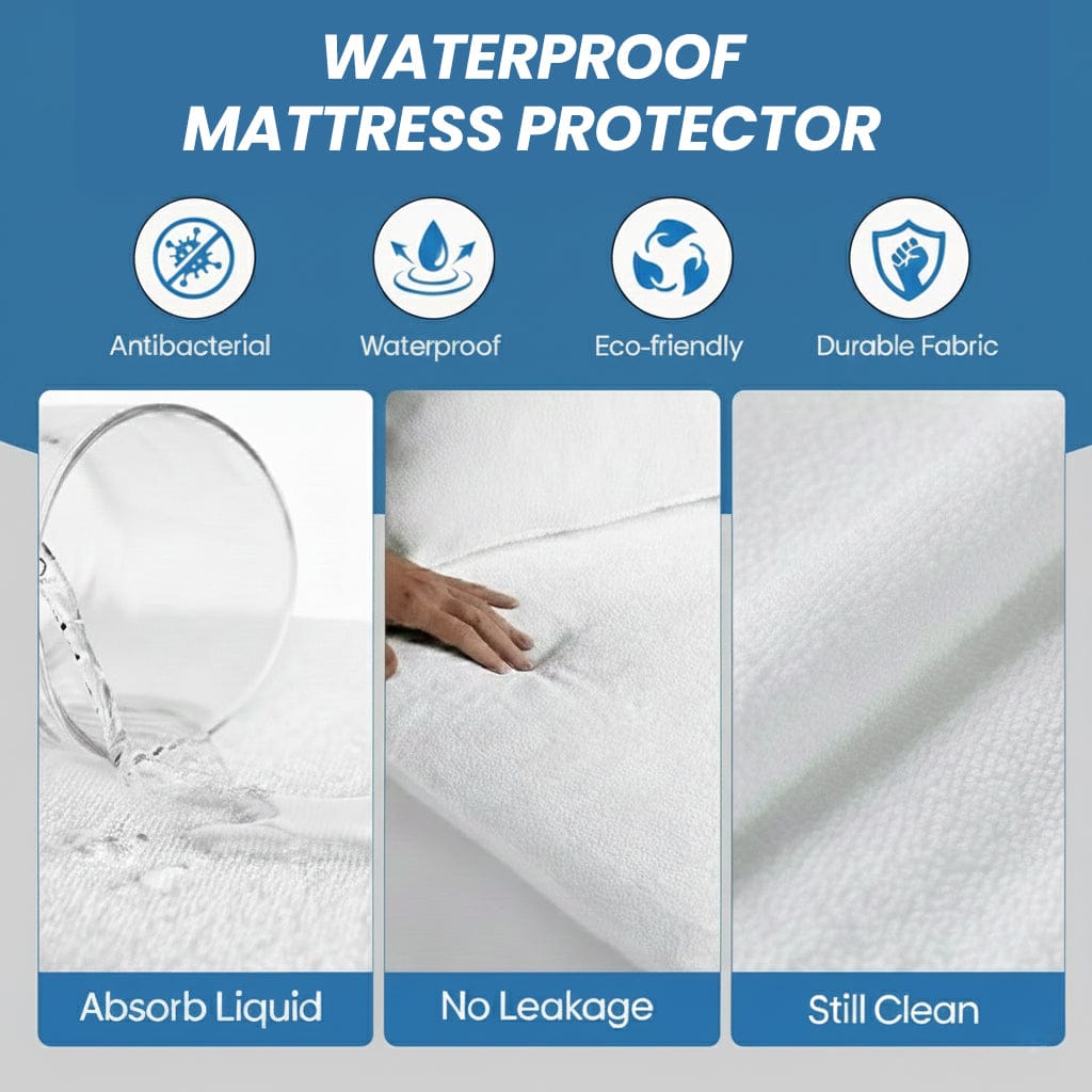 Waterproof Terry Towel Mattress Protector with Deep Skirt Highly Absorbent Noise-Free Comfort Full Bed Size Range OEKO-TEX Certified by OLIVIA ROCCO