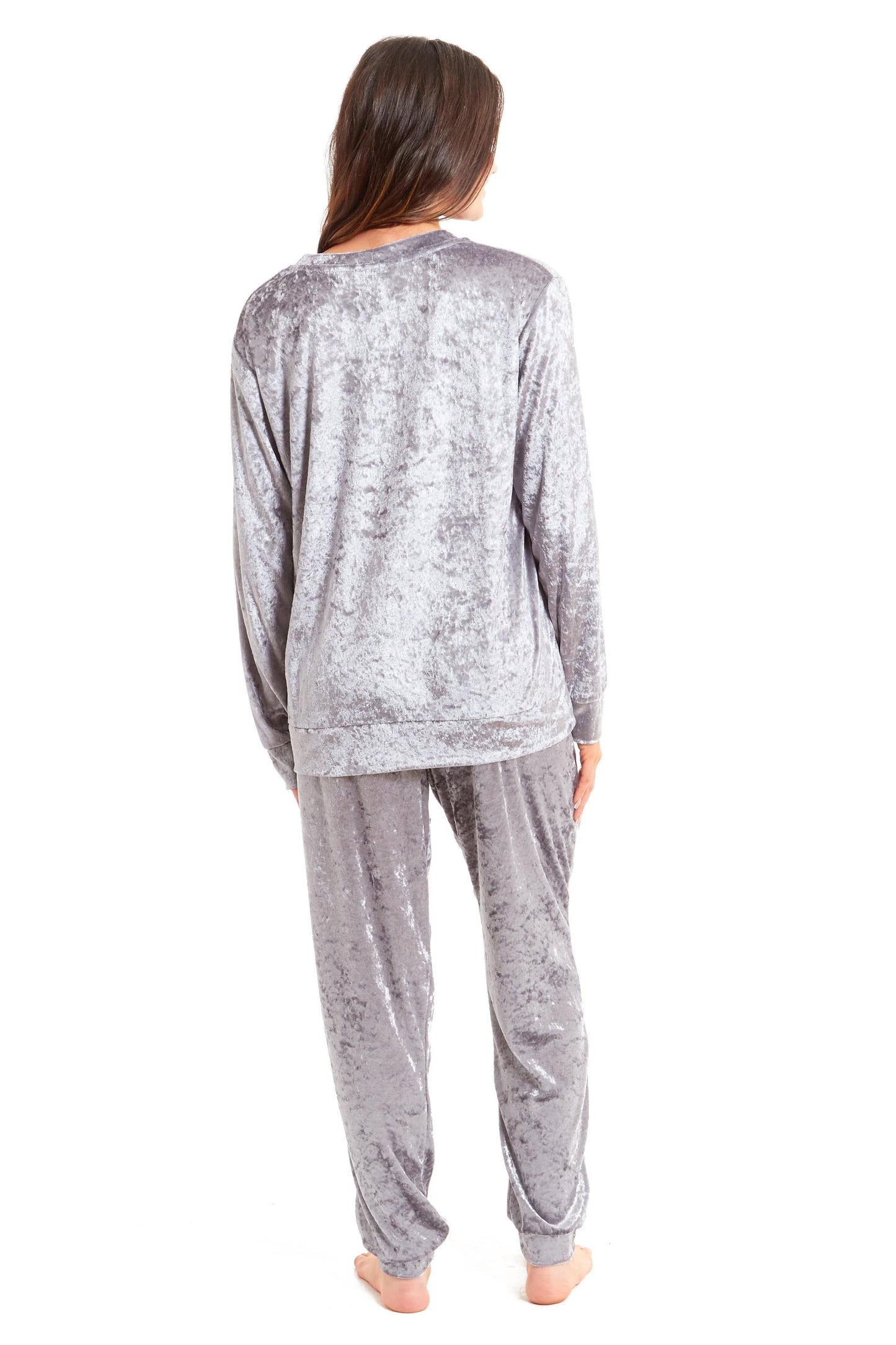 Women's Crushed Velvet Pyjama Set Soft Comfortable Loungewear Top and Pants Perfect Luxurious Nightwear Gift in Multiple Sizes and Elegant Colours by Daisy Dreamer