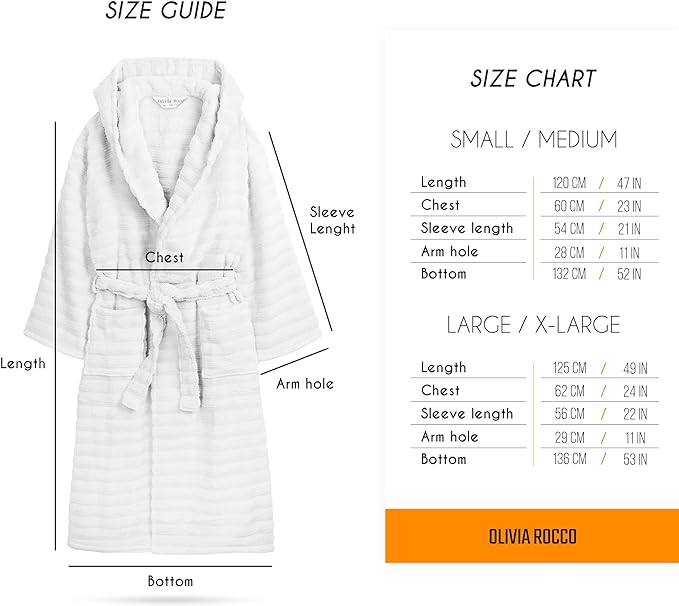 OLIVIA ROCCO Hydro Ribbed Ultra Soft 100 Percent Cotton Hooded Bath Robe With Pockets And Belt White And Grey Luxury Terry Towelling Loungewear