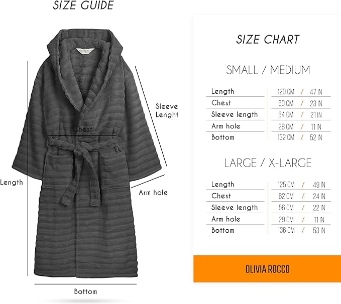 Women's Hydro Ribbed Ultra Soft 100% Cotton Hooded Bath Robes with Pockets and Belt Luxury Terry Towelling Loungewear Sleepwear in White and Grey by OLIVIA ROCCO