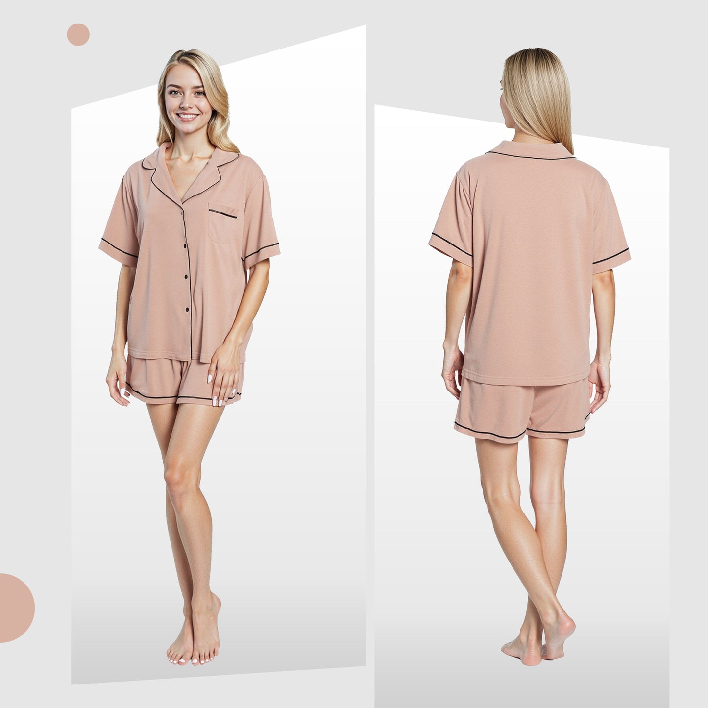 Women's Natural Short Pyjama Set Super Soft Sleepwear Nightwear Button Up Top and Shorts with Pockets PJs by  Daisy Dreamer