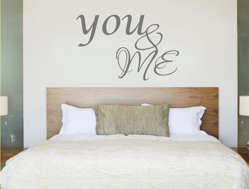 You and Me Quote Wall Decor Decal – Romantic Bedroom Vinyl Wall Art