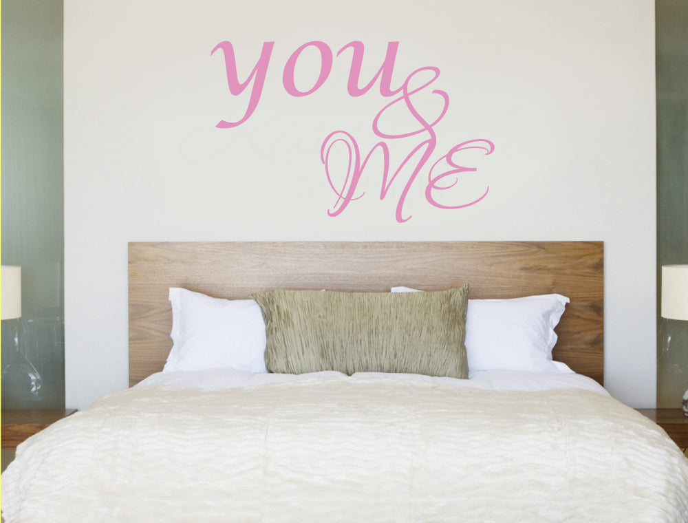 You and Me Quote Wall Decor Decal – Romantic Bedroom Vinyl Wall Art